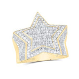 10k Yellow Gold Baguette Diamond Star Ring 1-1/4 CTTW