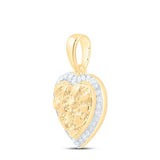 10k Yellow Gold Diamond Nugget Heart Pendant 1/12 CTTW