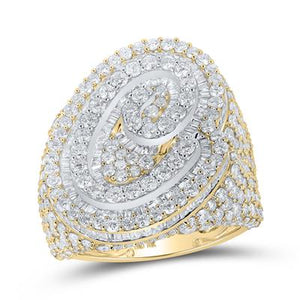 10K Two-Tone Gold Baguette Diamond Initial Ring 7-3/8 Cttw