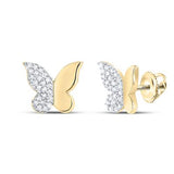 10k Gold Diamond Butterfly Earrings 1/8 CTTW
