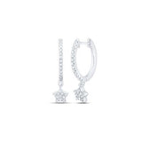 10K Gold Round Diamond Star Hopps Dangle Earrings 1/5 Cttw White