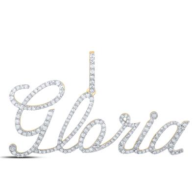 10K Gold Round Diamond Gloria Name Pendant 7/8 Cttw