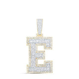 10k Gold Letter "E" Men's Pendant 2 CTW-DIA
