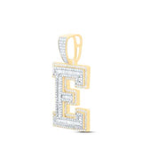 10k Gold Letter "E" Men's Pendant 2 CTW-DIA
