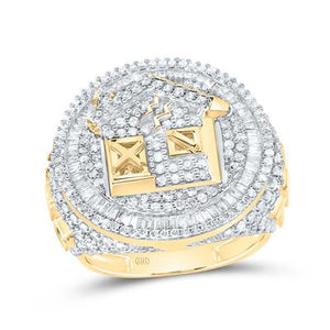 10k White Gold Diamond Trap House Ring 10-1/2 CTTW