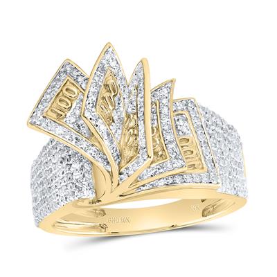 10K Yellow Gold Men;S Cash Money Ring 1 1/5Ctw-Dia Jewelry