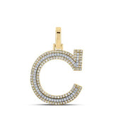 10K Two-Tone Gold Round Diamond C Initial Pendant 3/8 Cttw Yellow/White