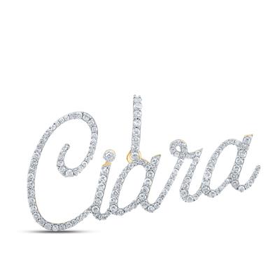 10K Yellow Gold Round Diamond Ciara Name Pendant 3/4 Cttw