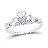 10k Gold Diamond Claddagh Heart Ring .02 CTTW