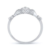 10K White Gold Round Diamond Claddagh Heart Ring .02 Cttw