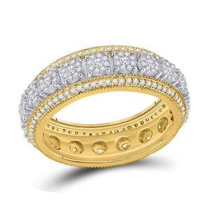 10K Yellow Gold Round Diamond Statement Cluster Band Ring 1-1/4 Cttw