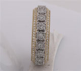 10K Yellow Gold Round Diamond Statement Cluster Band Ring 1-1/4 Cttw