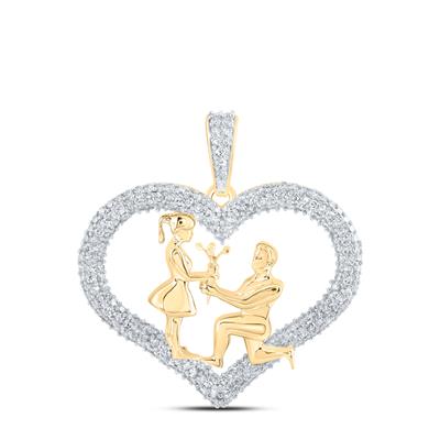 10K Gold Diamond Heart Pendant 7/8 Cttw