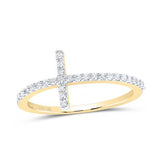 10K Gold Diamond Cross Ring 1/5 Ctw-Dia