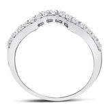 14K Gold Round Diamond Curved Wedding Band Ring 1/4 Cttw