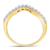 14K Gold Round Diamond Curved Wedding Band Ring 1/4 Cttw