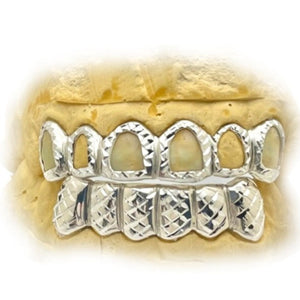 Diamond Cut Grillz Open Face & Solid Set 8 on 8