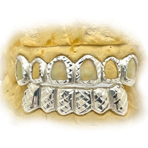 Open Face Top Grillz with Diamond Cut Bottom Grillz Set 6 on 6