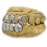 Open Face Top Grillz with Diamond Cut Bottom Grillz Set 6 on 6