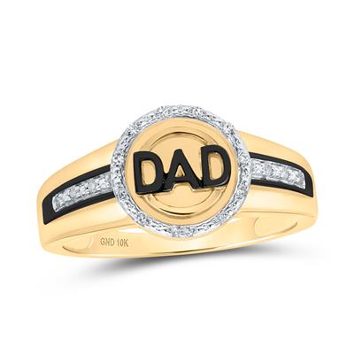 10K Yellow Gold Diamond Dad Circle Ring 1/12 Cttw