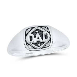 10K White Gold Diamond Dad Ring .02 Cttw