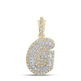 10K Yellow Gold Round Diamond G Initial Letter Pendent 1/5 Cttw
