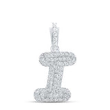 10K Gold Round Diamond I Initial Letter Pendent 1/6 Cttw
