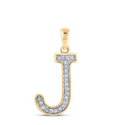 10K Rose Gold Round Diamond Initial J Letter Pendent 1/20 Cttw