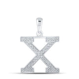 10K Rose Gold Round Diamond Initial X Letter Pendent 1/10 Cttw