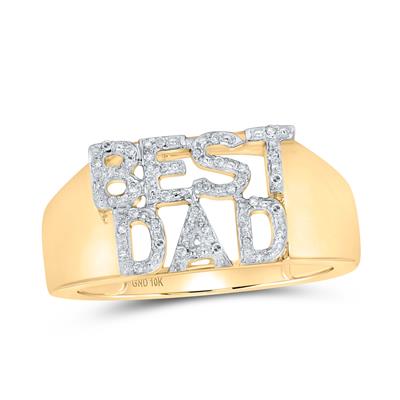 10K Yellow Gold Diamond Best Dad Ring 1/10 Cttw