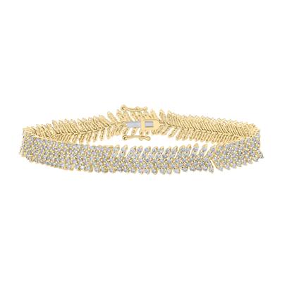 10K Yellow Gold Ladies Diamond Bracelet 7-1/5 Cttw