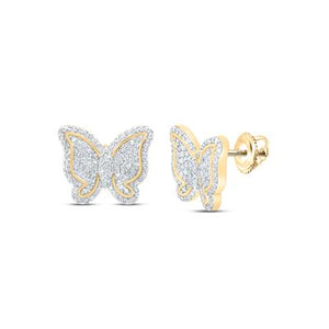 10K Yellow Gold Diamond Butterfly Earrings 5/8 Cttw