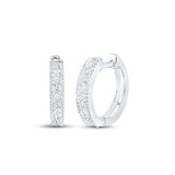 10K Gold Round Diamond Hoop Earrings 1/4 Cttw White