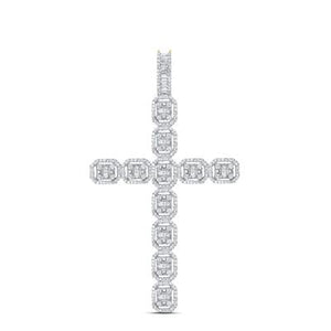 10K Yellow Gold Baguette Diamond Cross Pendant 2-1/3 Cttw