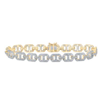 10K Yellow Gold Round Diamond Link Bracelet 3-1/4Cttw