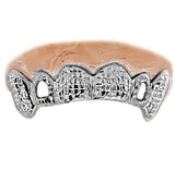 Full Diamond Cut Grillz with Open Face and Extended Fangs Top or Bottom