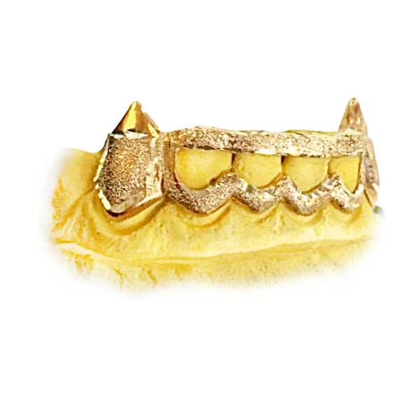 Open Face Diamond Dust Grillz with Polished Tip Extended Fangs