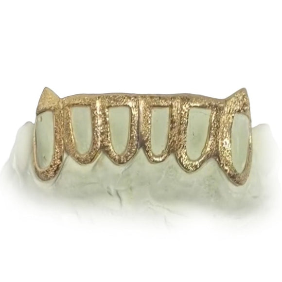 Open Face Diamond Dust Grillz with Extended Fangs