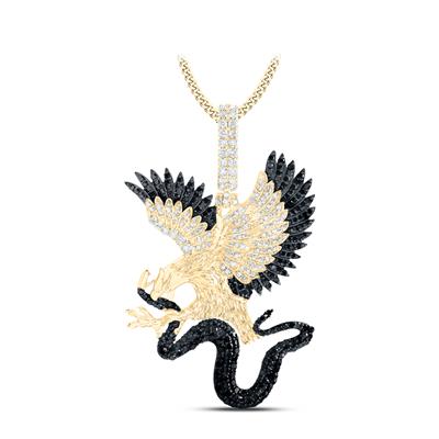 10K Yellow Gold Eagle With Snake Pendant 1-7/8Ctw Dia