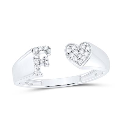 1/10Ctw-Dia Nk Gift Initial F Ladies Heart Ring White