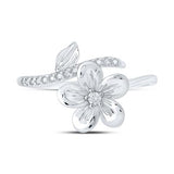 10K Gold Round Diamond Flower Band Ring 1/12 Cttw White