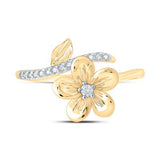 10K Gold Round Diamond Flower Band Ring 1/12 Cttw