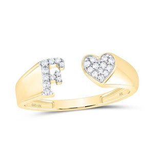 1/10Ctw-Dia Nk Gift Initial F Ladies Heart Ring White