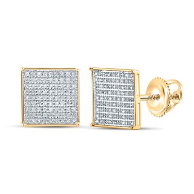 10K Gold Square Earrings 1/2 Cttw Yellow