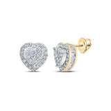 10K Gold Round Diamond Heart Earrings 5/8 Cttw Yellow
