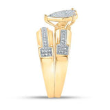 10K Gold Diamond Heart Matching Wedding Ring Set 1/2 Cttw