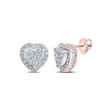10K Gold Round Diamond Heart Earrings 5/8 Cttw Rose