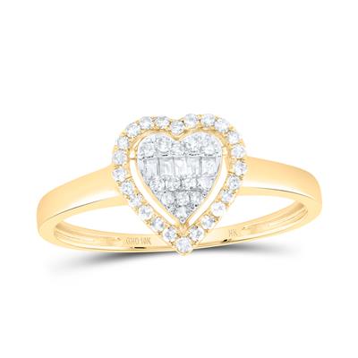 10K Yellow Gold Diamond Heart Ring 1/5 Ctw-Dia