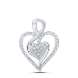 10K Gold Round Diamond Heart Pendant 1/4 Cttw White