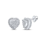 10K Gold Round Diamond Heart Earrings 5/8 Cttw White